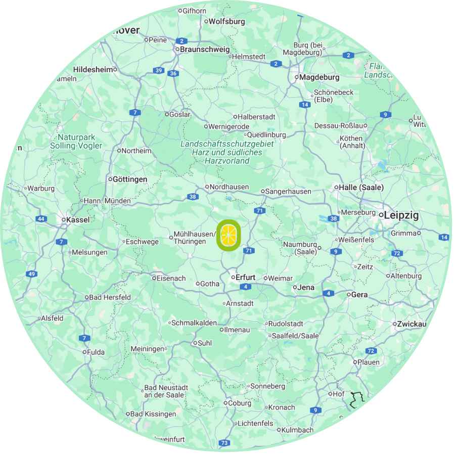 Karte Einsatzgebiet 200km Umkreis